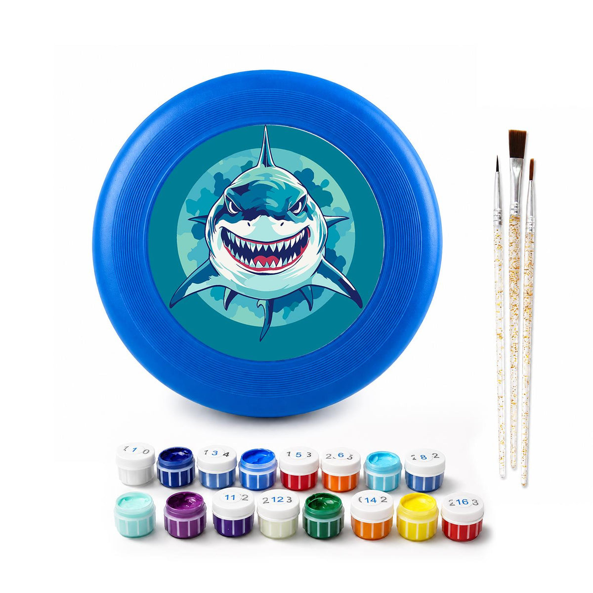 Grinning Blue Shark (Paint by Numbers Flying Disc)