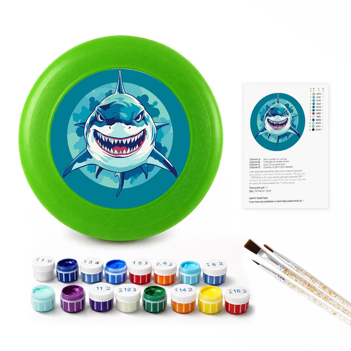 Grinning Blue Shark (Paint by Numbers Flying Disc)
