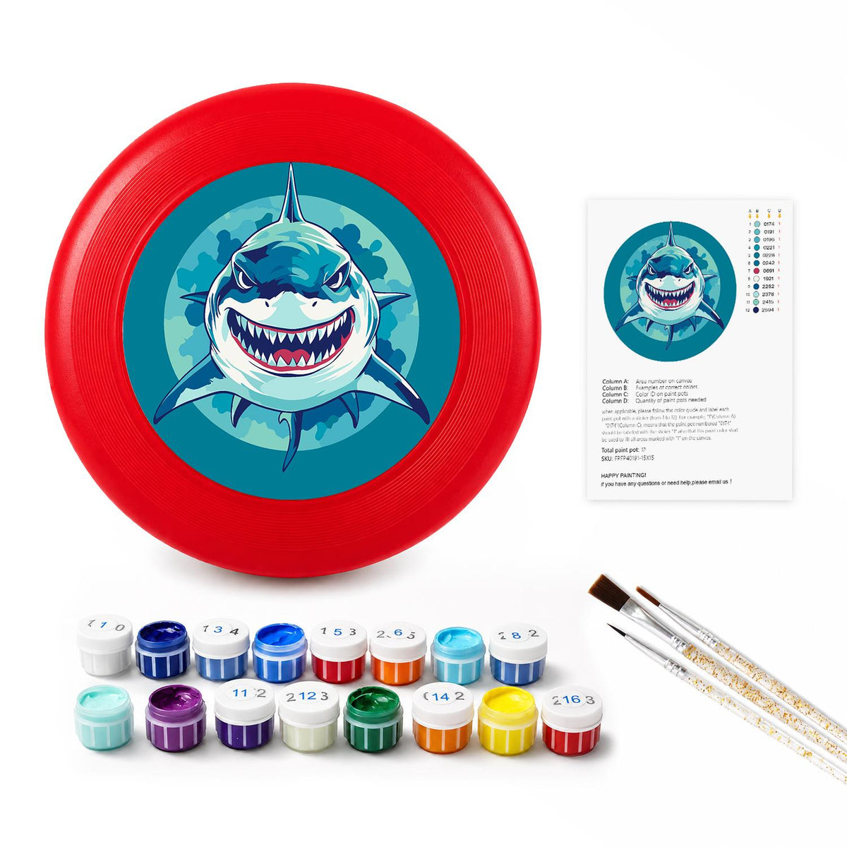 Grinning Blue Shark (Paint by Numbers Flying Disc)