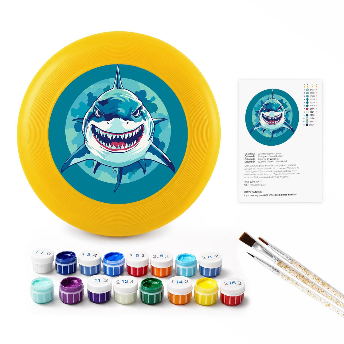 Grinning Blue Shark (Paint by Numbers Flying Disc)