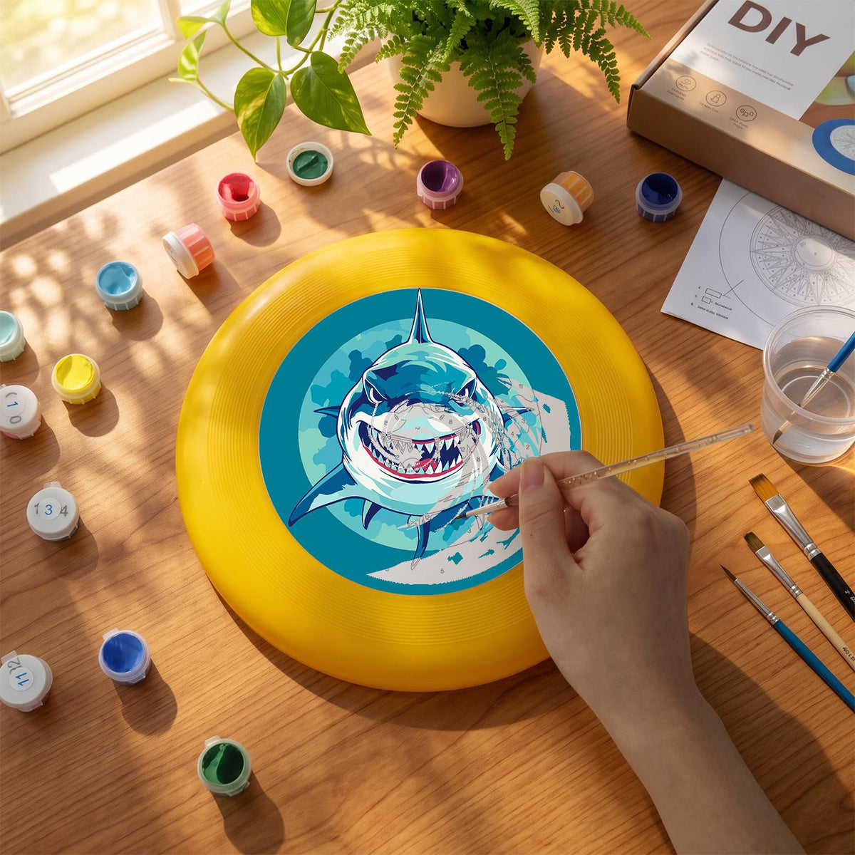 Grinning Blue Shark (Paint by Numbers Flying Disc)