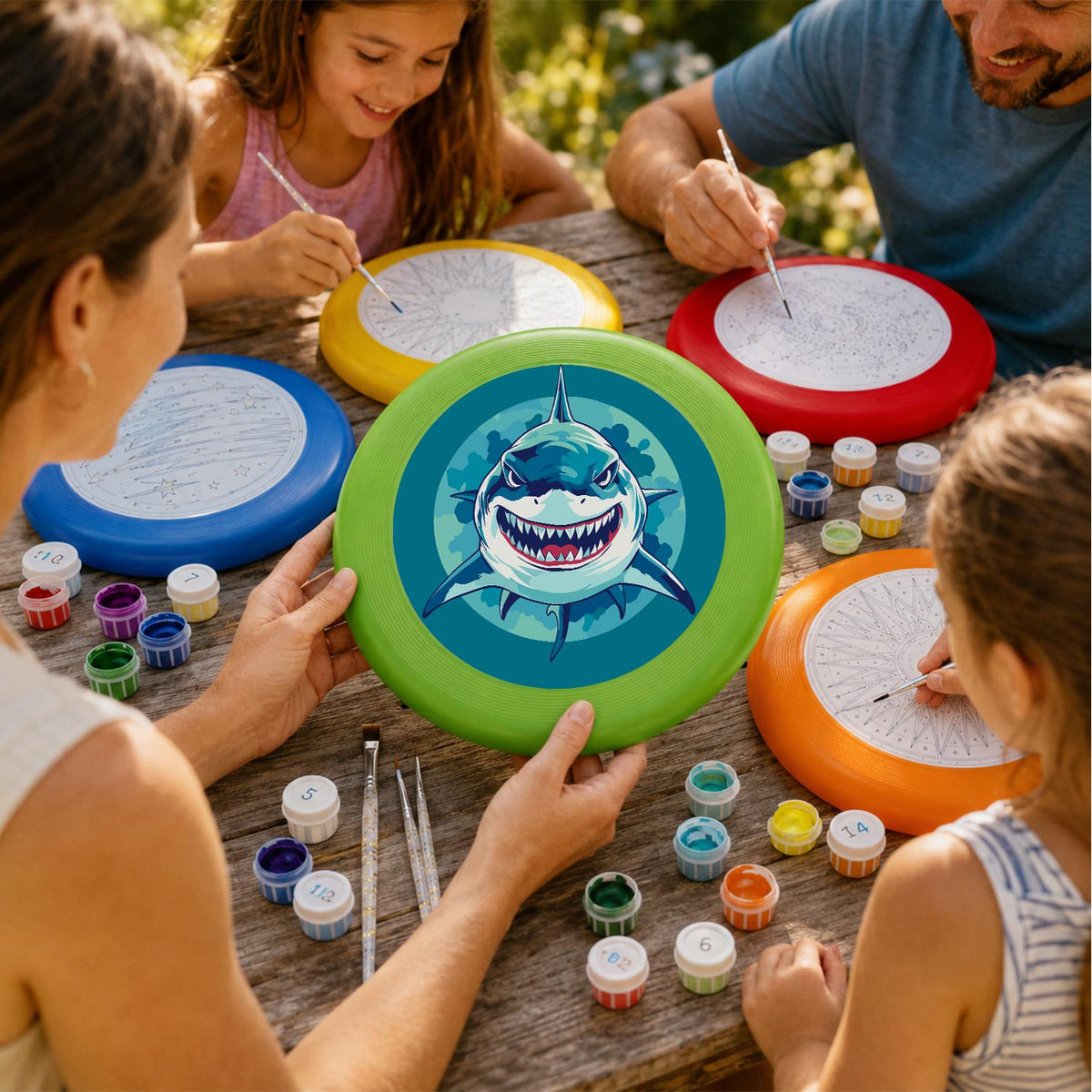 Grinning Blue Shark (Paint by Numbers Flying Disc)