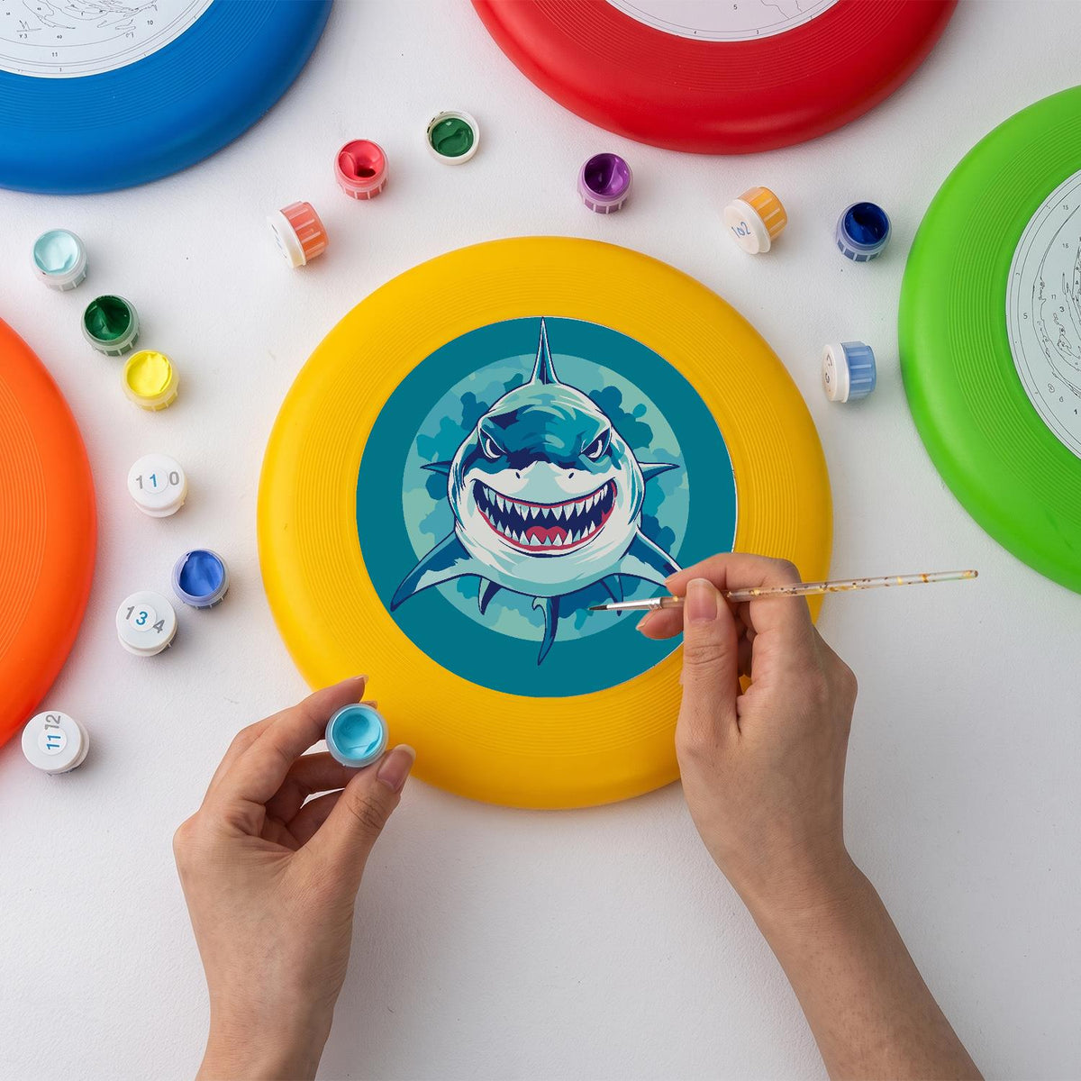 Grinning Blue Shark (Paint by Numbers Flying Disc)