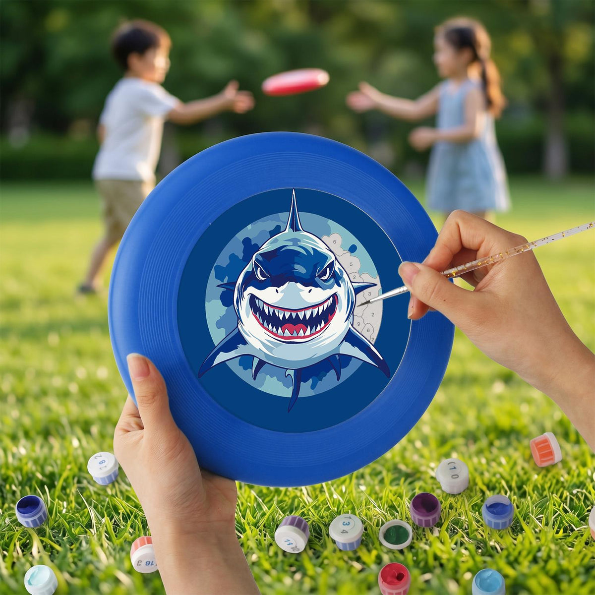 Grinning Blue Shark (Paint by Numbers Flying Disc)