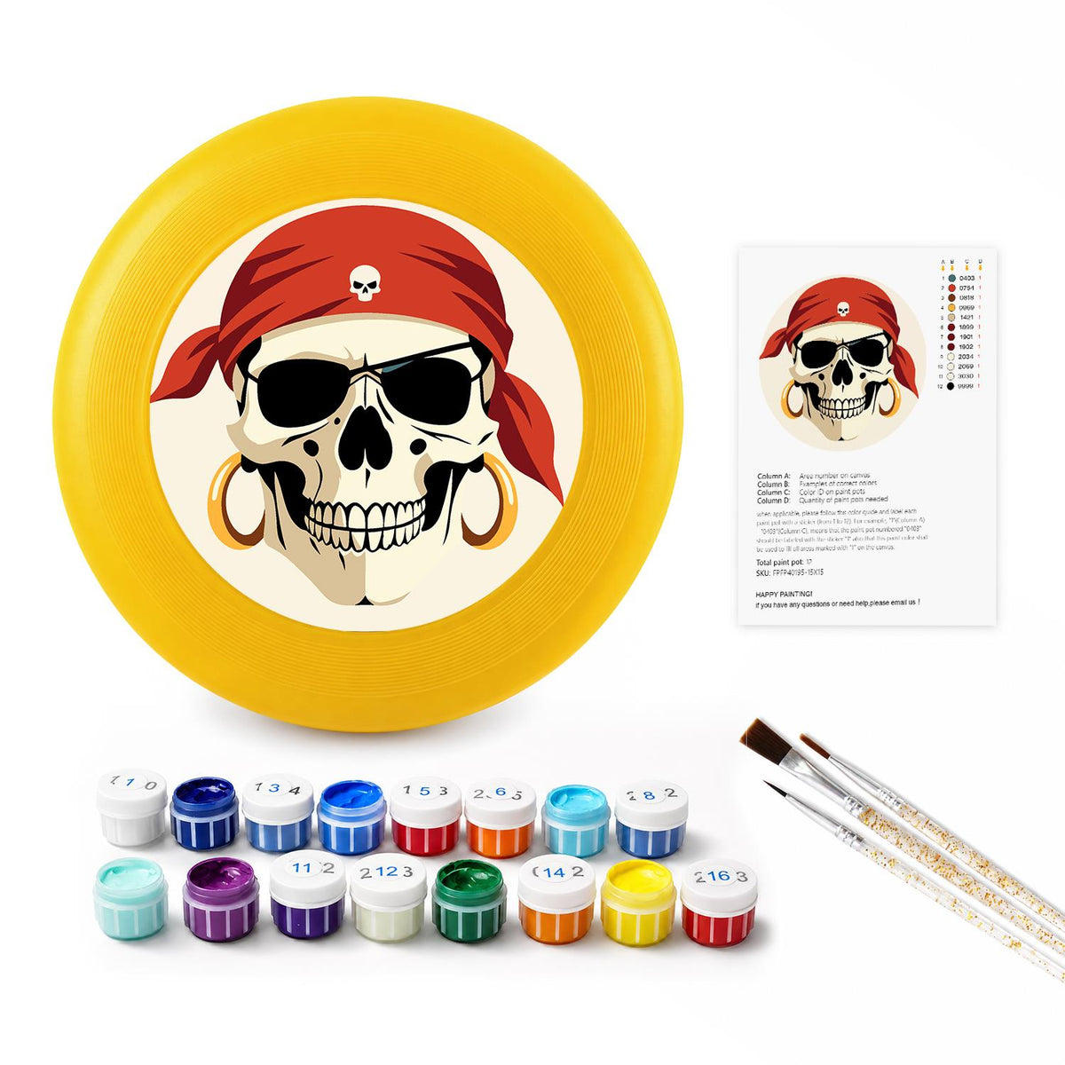 Red Bandana Pirate Skull (Paint by Numbers Flying Disc)