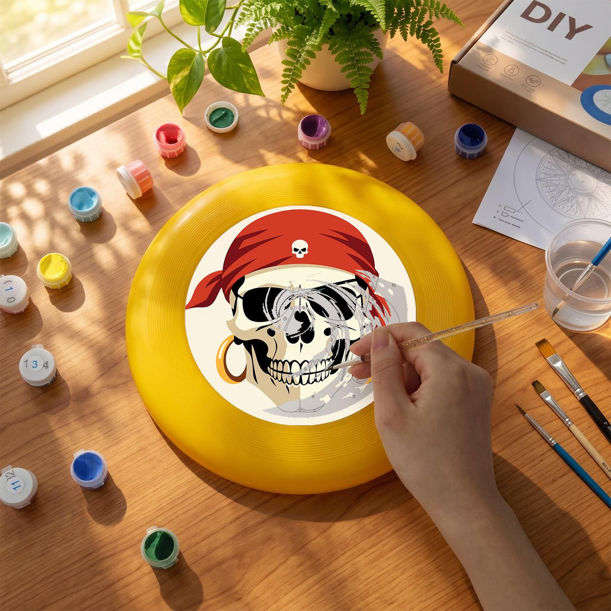 Red Bandana Pirate Skull (Paint by Numbers Flying Disc)