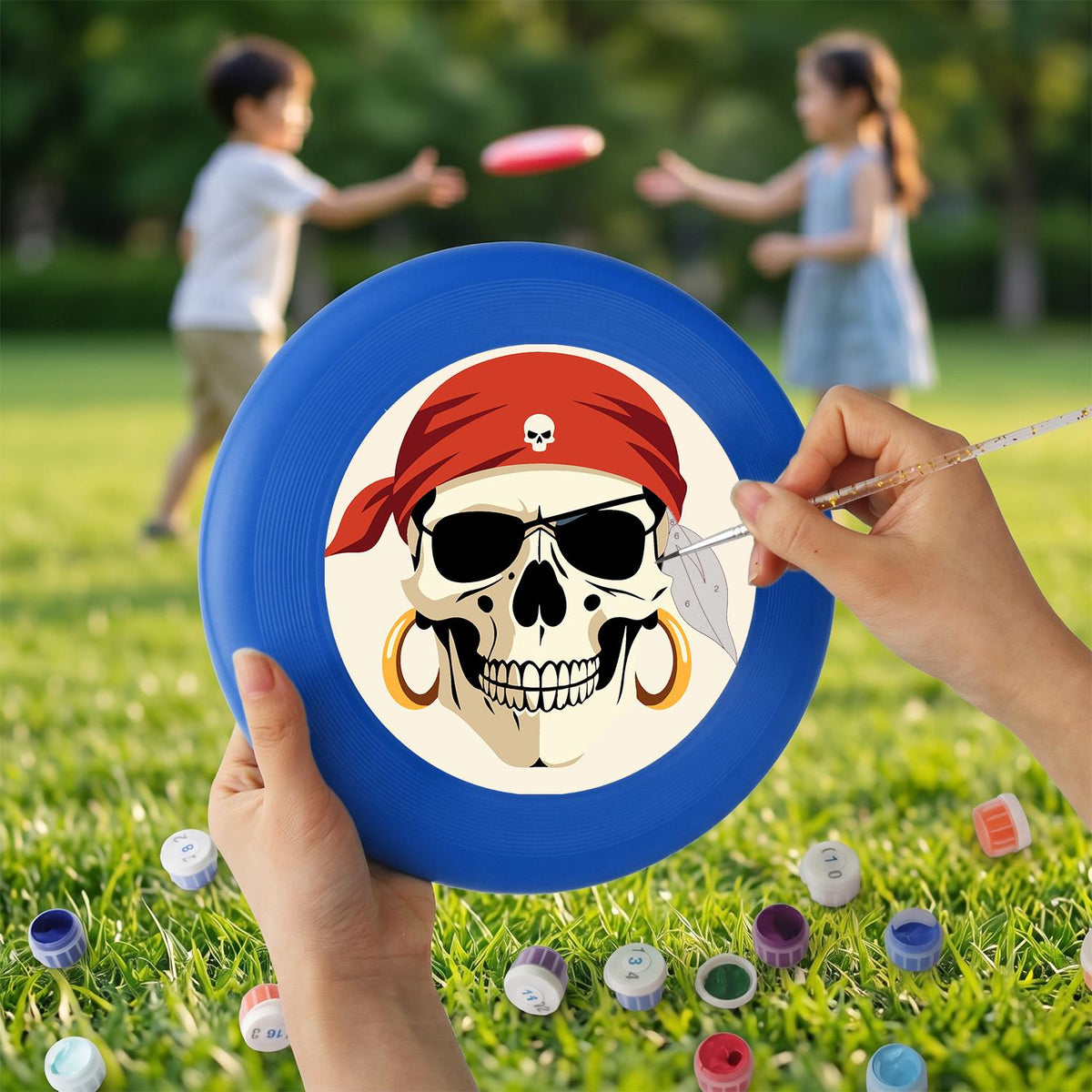 Red Bandana Pirate Skull (Paint by Numbers Flying Disc)