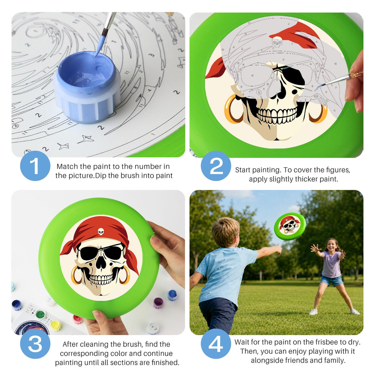 Red Bandana Pirate Skull (Paint by Numbers Flying Disc)