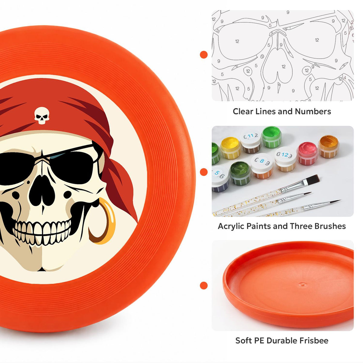 Red Bandana Pirate Skull (Paint by Numbers Flying Disc)