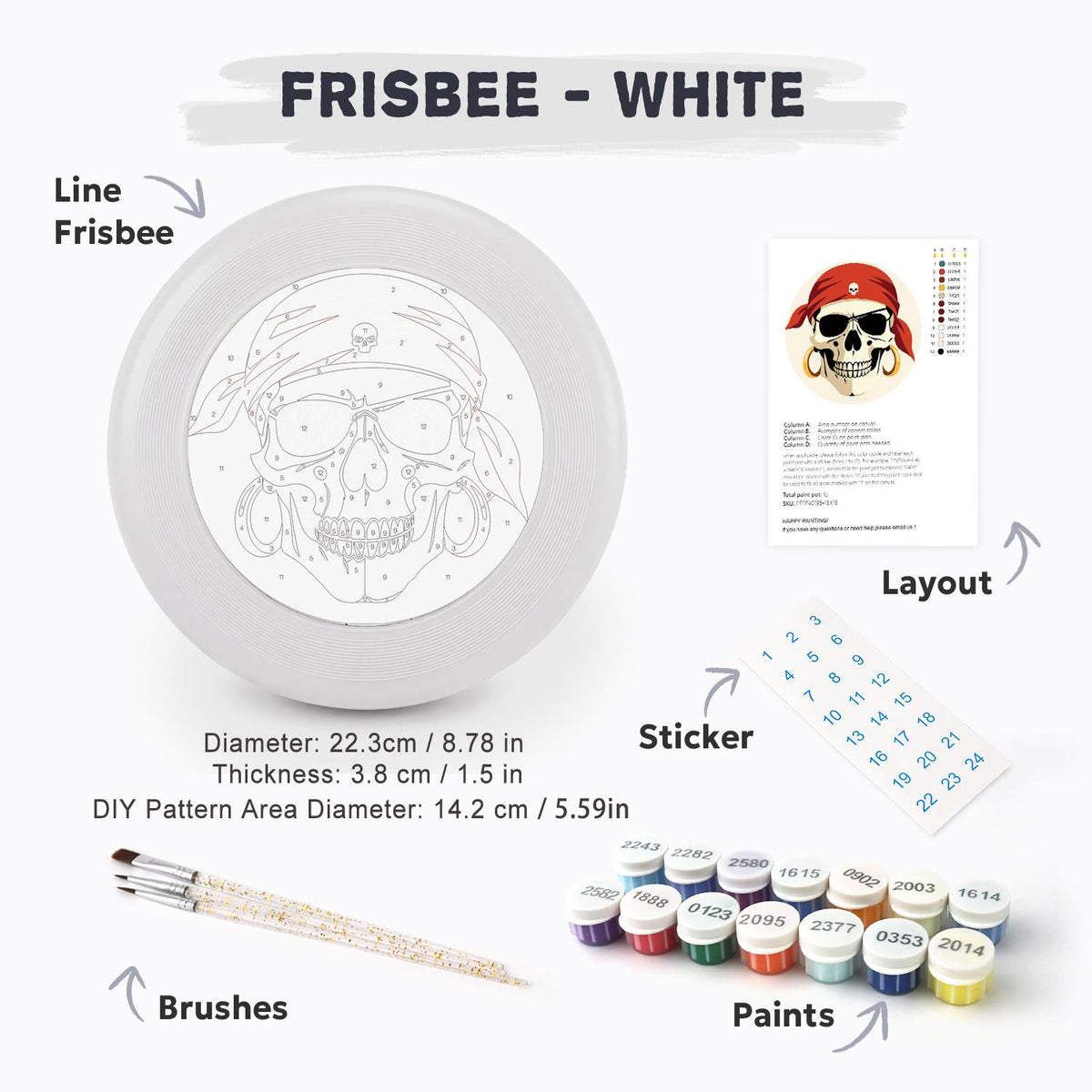 Red Bandana Pirate Skull (Paint by Numbers Flying Disc)