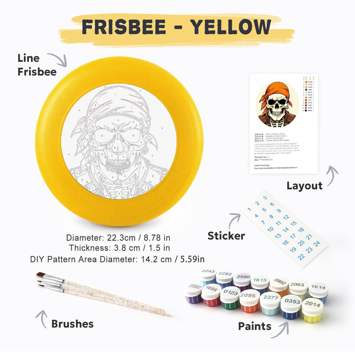 Orange Bandana Skull (Paint by Numbers Flying Disc)