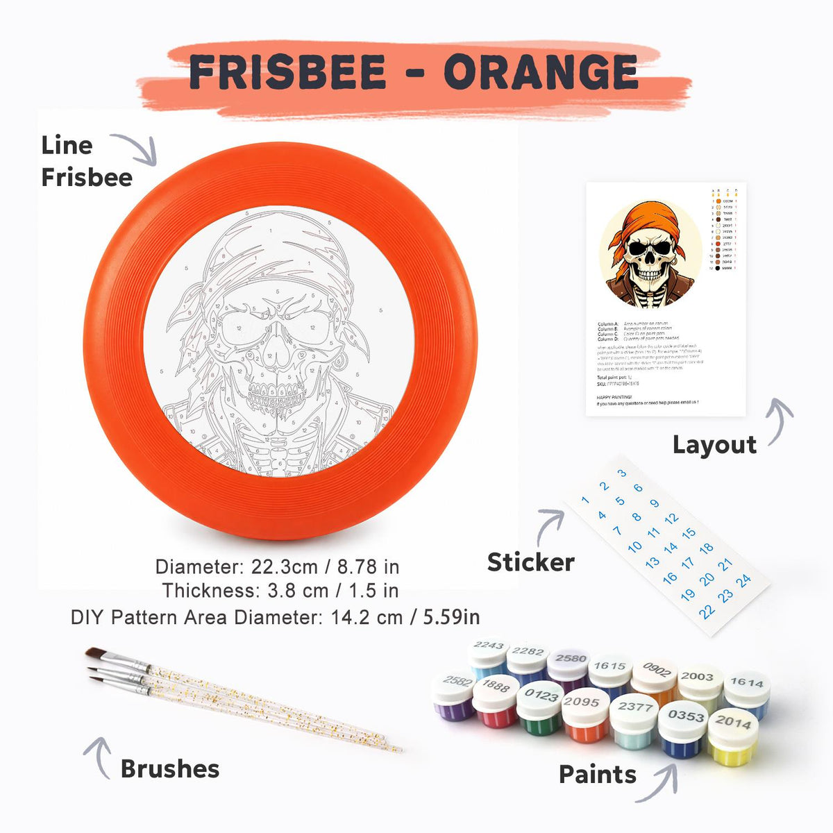 Orange Bandana Skull (Paint by Numbers Flying Disc)