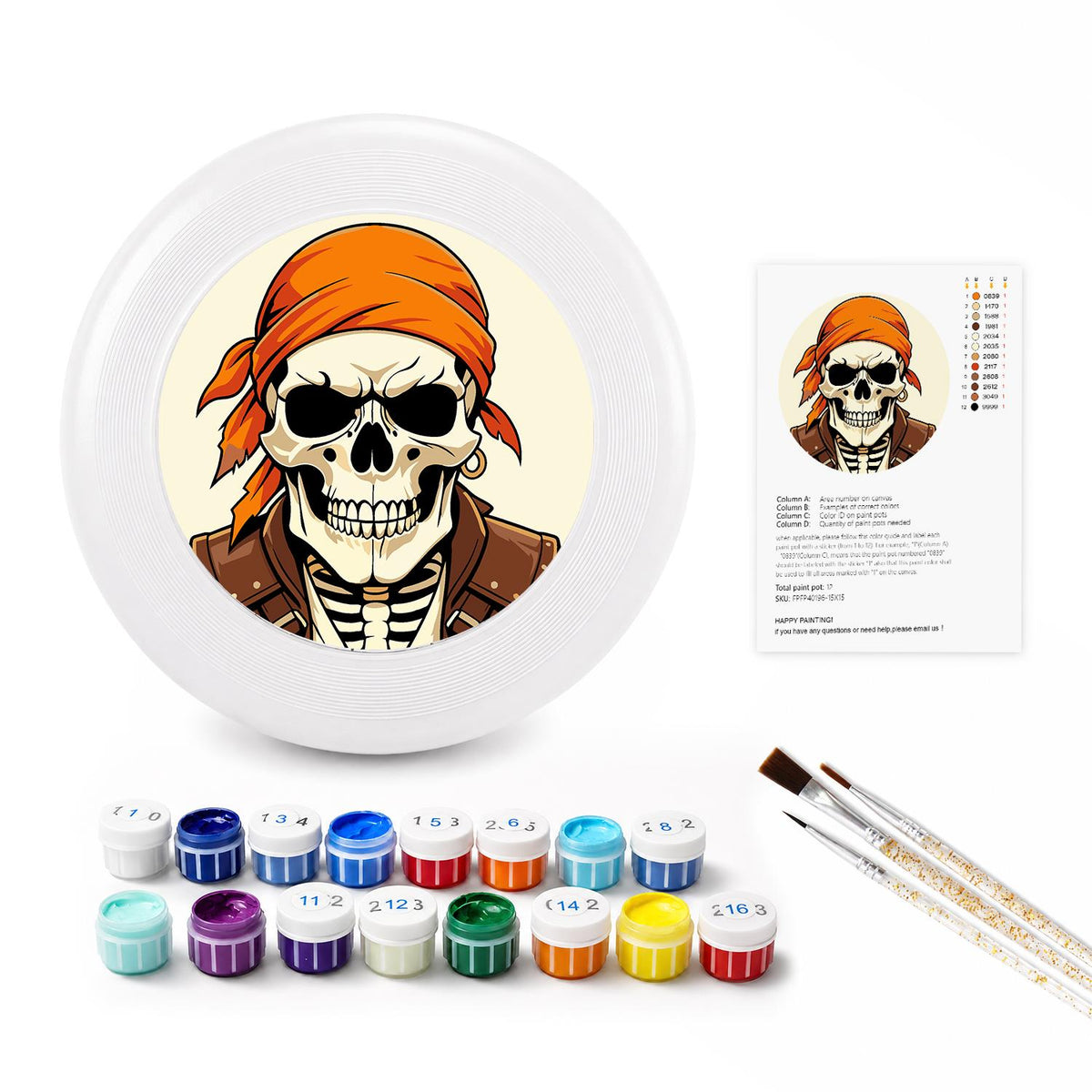 Orange Bandana Skull (Paint by Numbers Flying Disc)