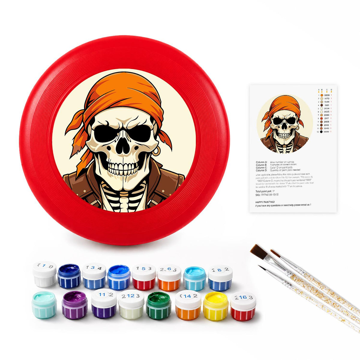 Orange Bandana Skull (Paint by Numbers Flying Disc)