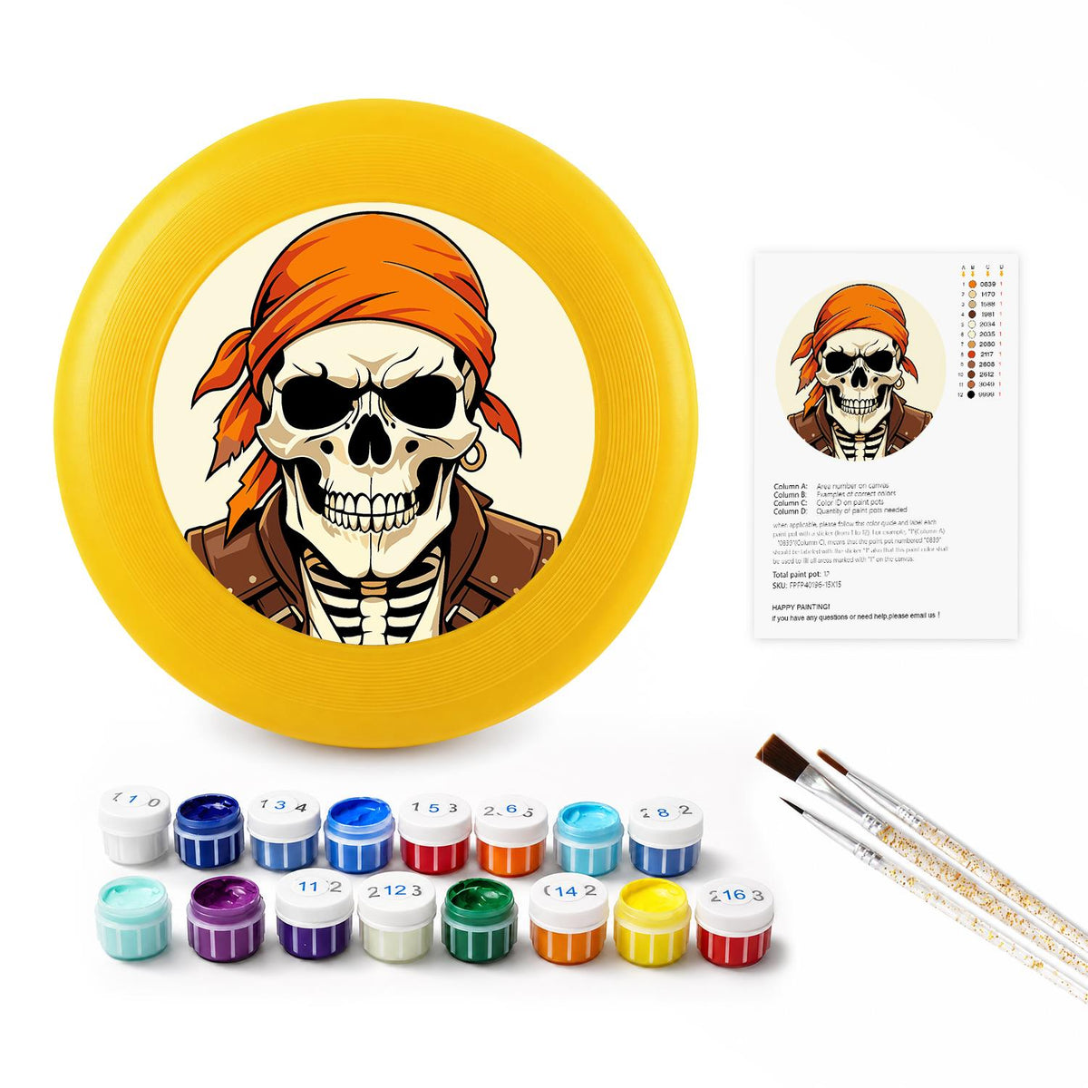 Orange Bandana Skull (Paint by Numbers Flying Disc)