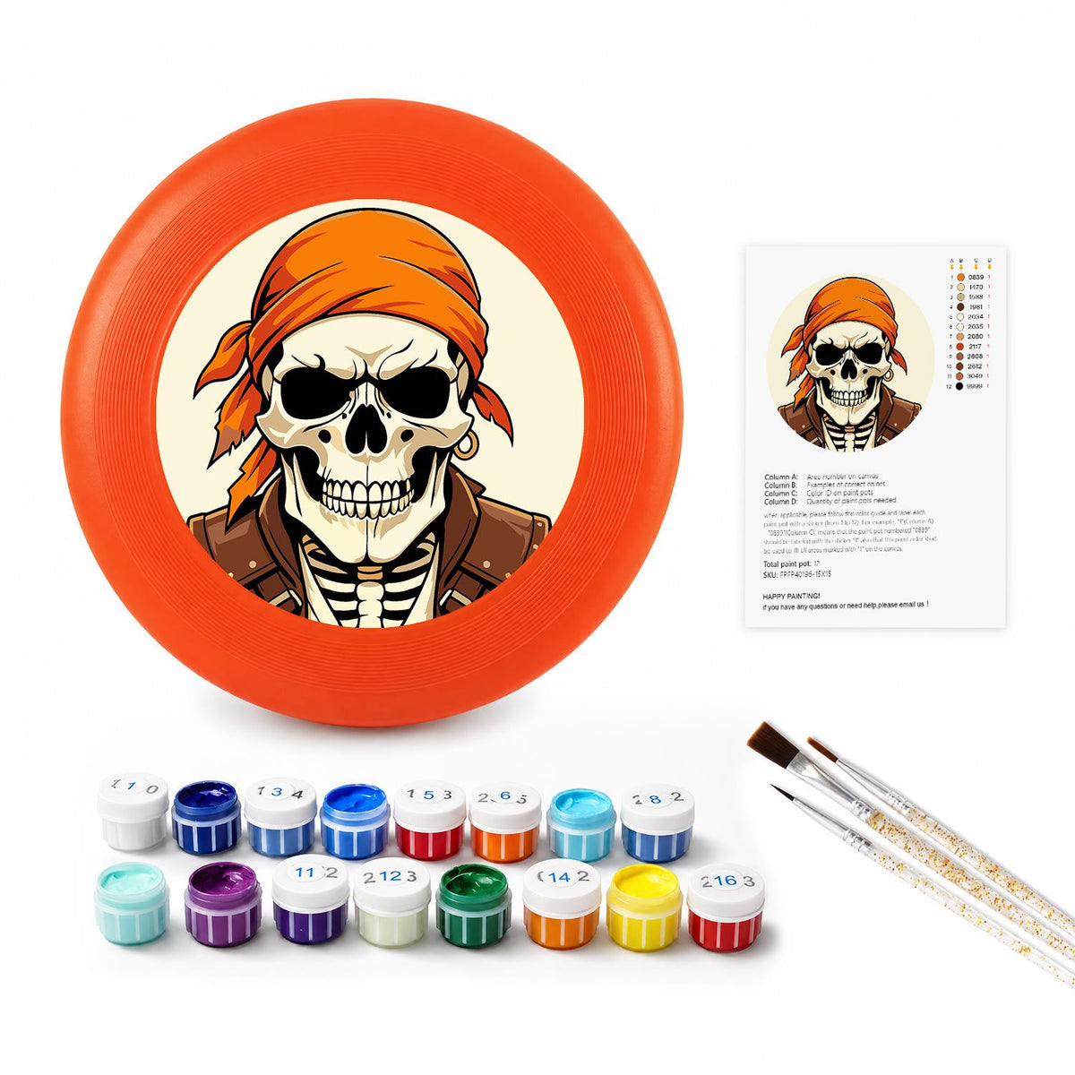 Orange Bandana Skull (Paint by Numbers Flying Disc)