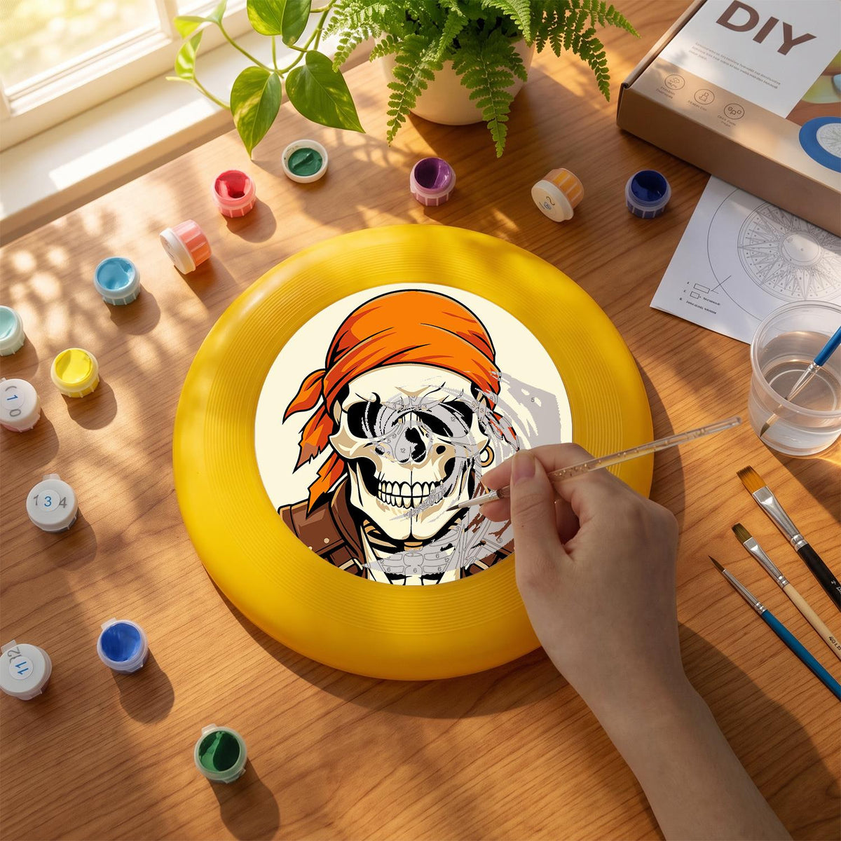 Orange Bandana Skull (Paint by Numbers Flying Disc)