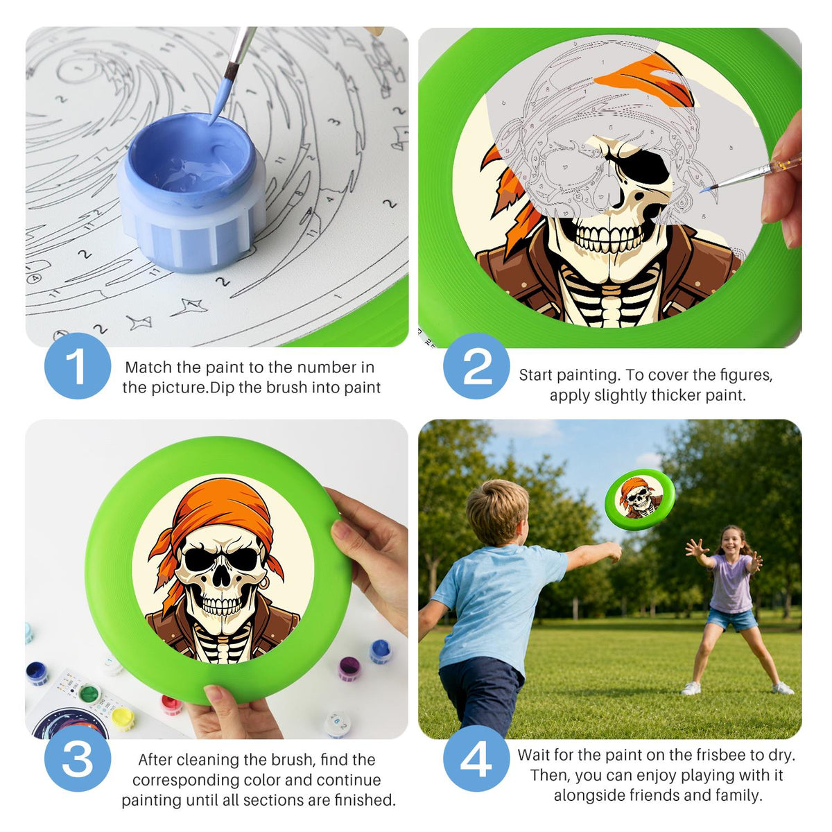 Orange Bandana Skull (Paint by Numbers Flying Disc)