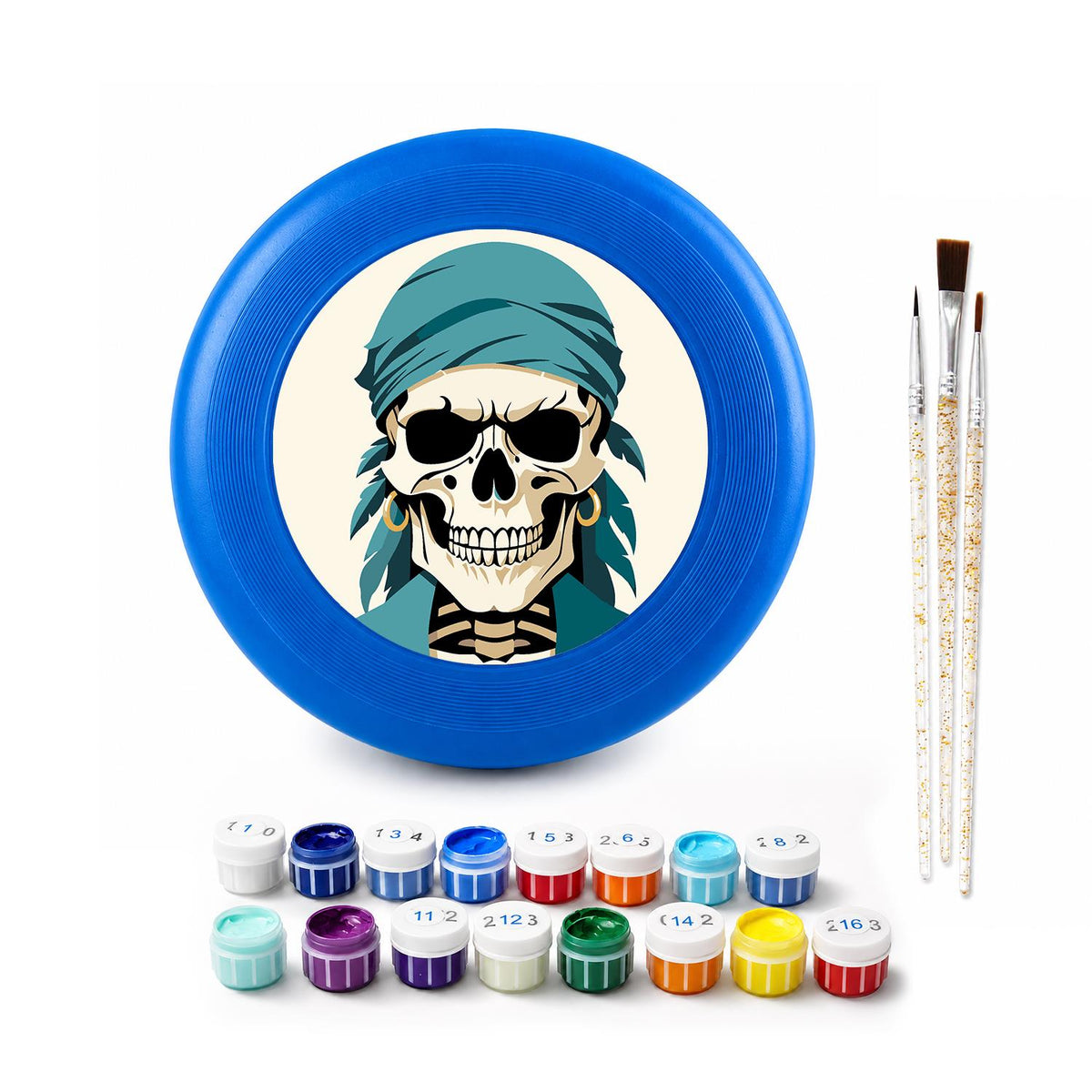 Teal Bandana Pirate Skull (Paint by Numbers Flying Disc)