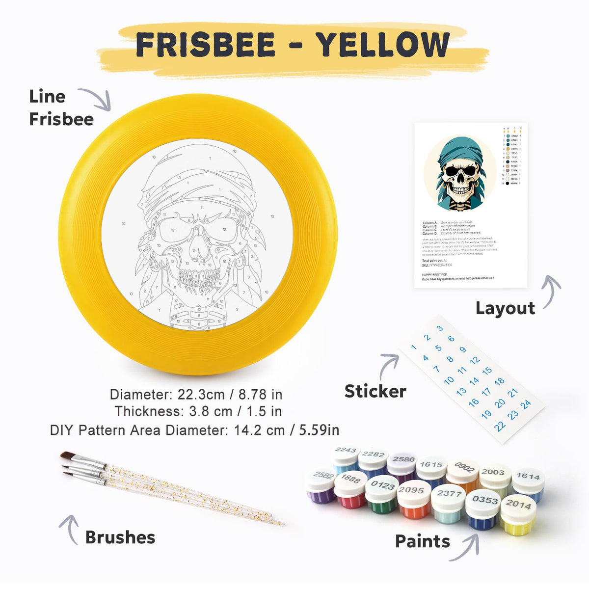 Teal Bandana Pirate Skull (Paint by Numbers Flying Disc)