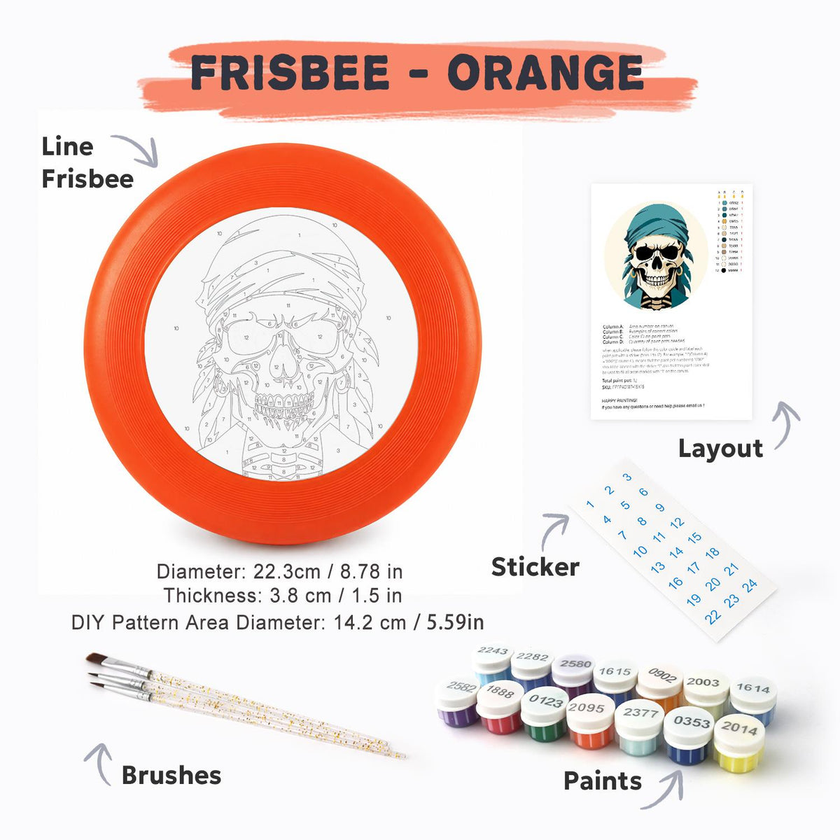 Teal Bandana Pirate Skull (Paint by Numbers Flying Disc)