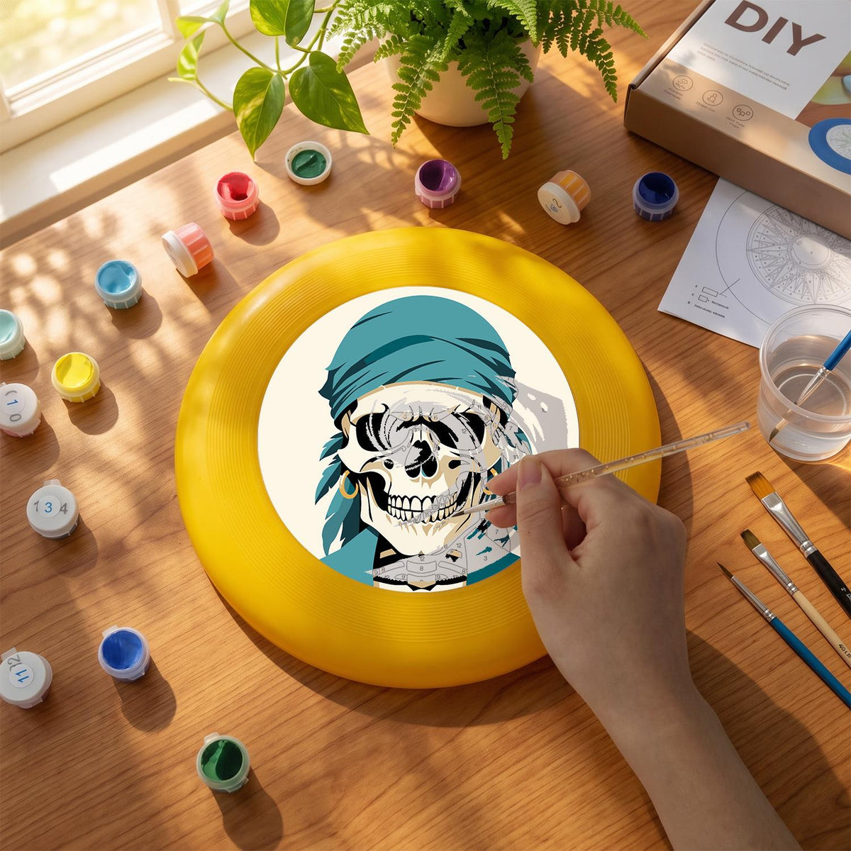 Teal Bandana Pirate Skull (Paint by Numbers Flying Disc)