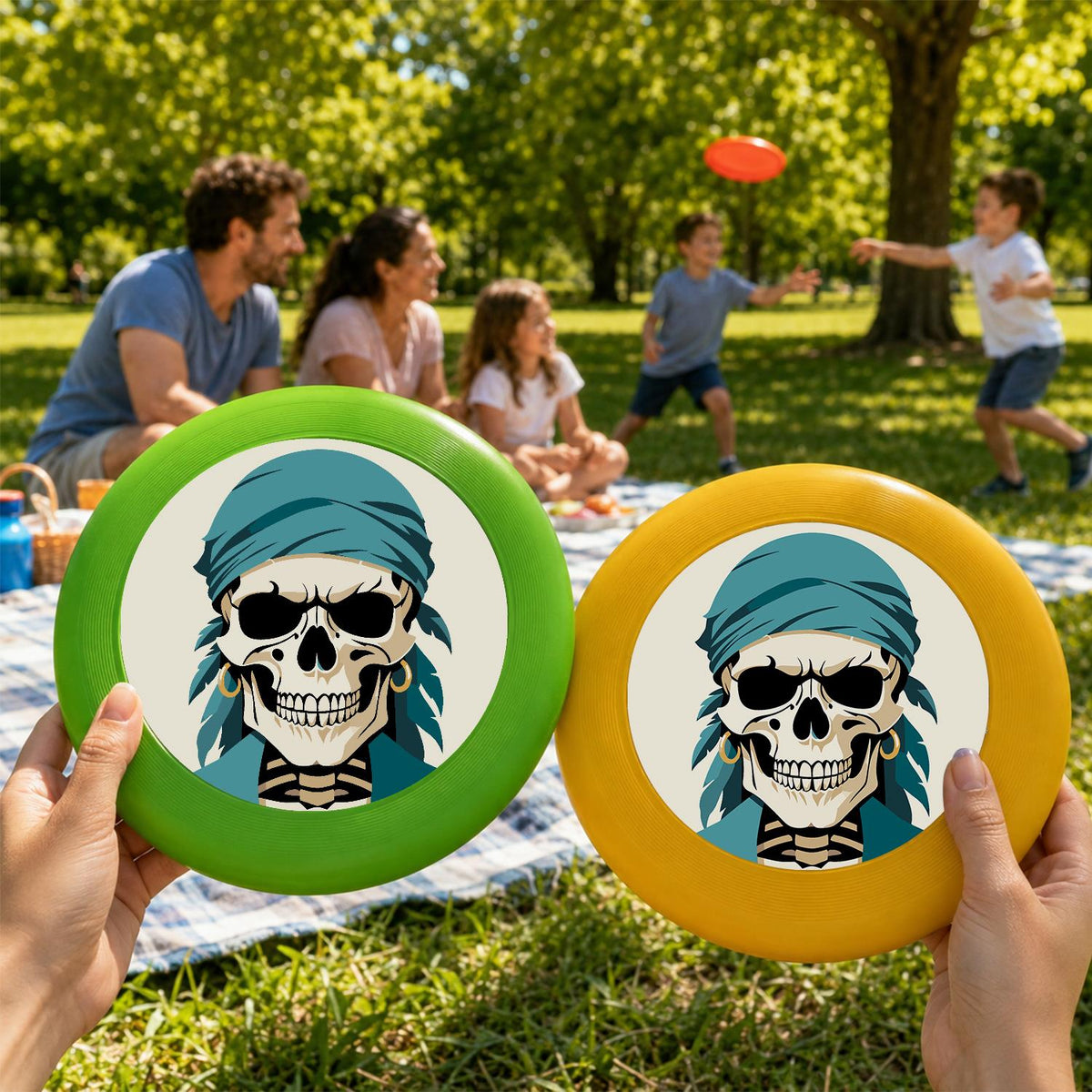 Teal Bandana Pirate Skull (Paint by Numbers Flying Disc)