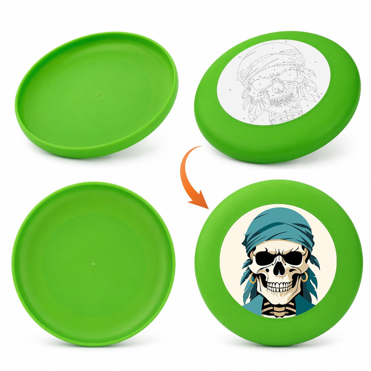 Teal Bandana Pirate Skull (Paint by Numbers Flying Disc)