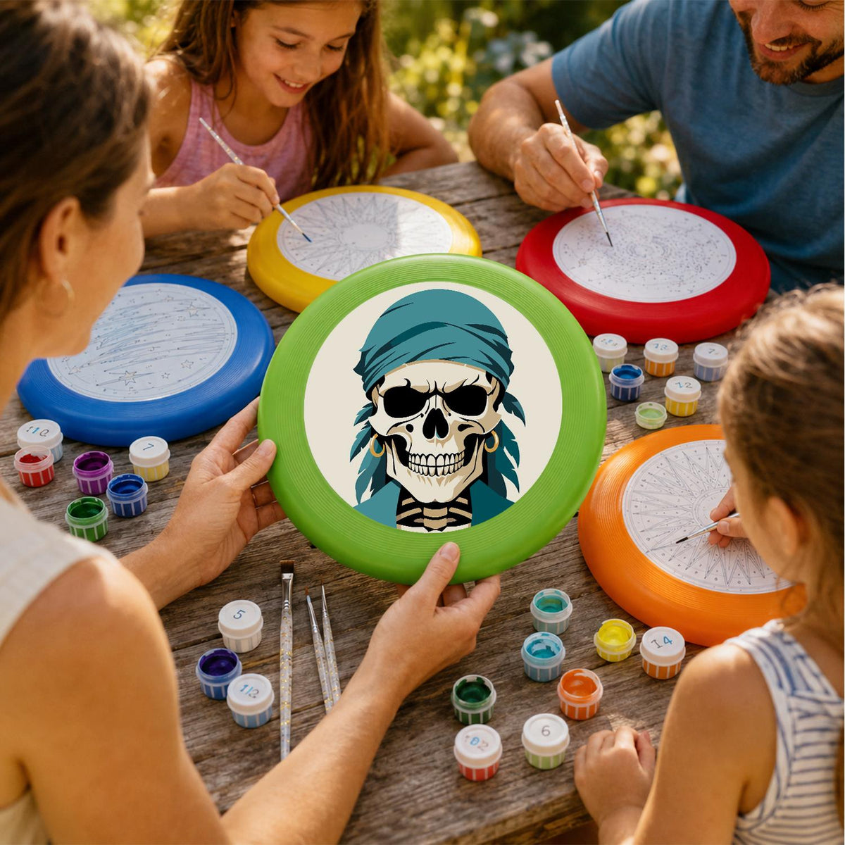 Teal Bandana Pirate Skull (Paint by Numbers Flying Disc)