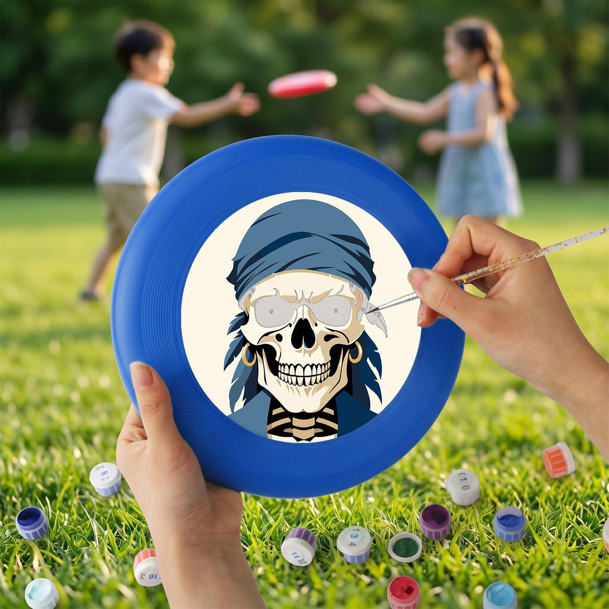 Teal Bandana Pirate Skull (Paint by Numbers Flying Disc)
