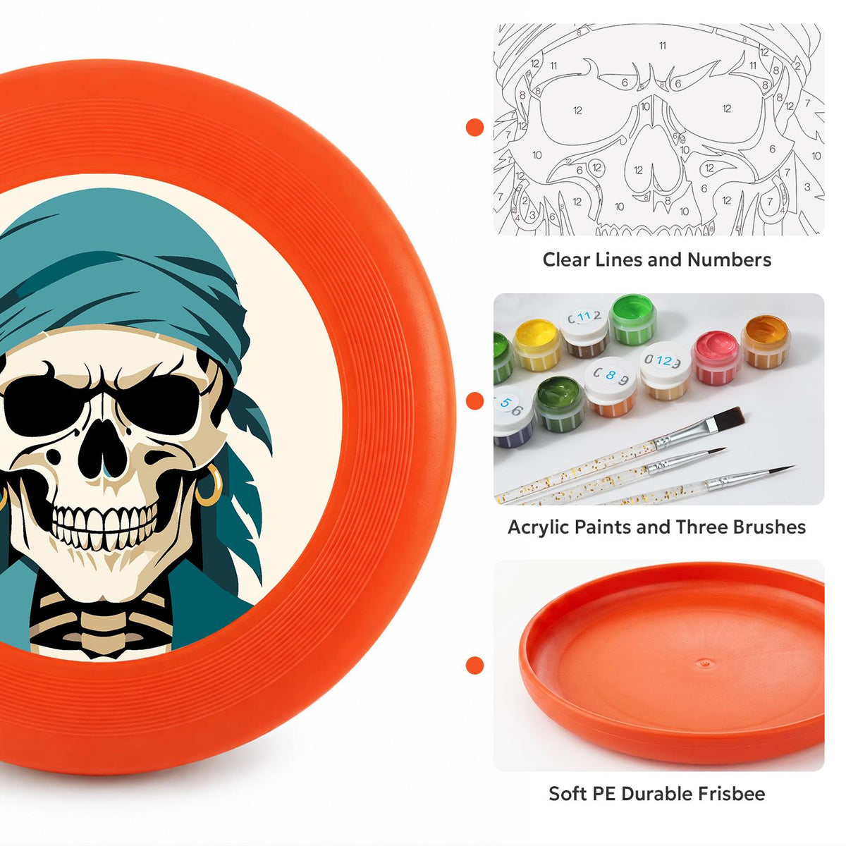 Teal Bandana Pirate Skull (Paint by Numbers Flying Disc)