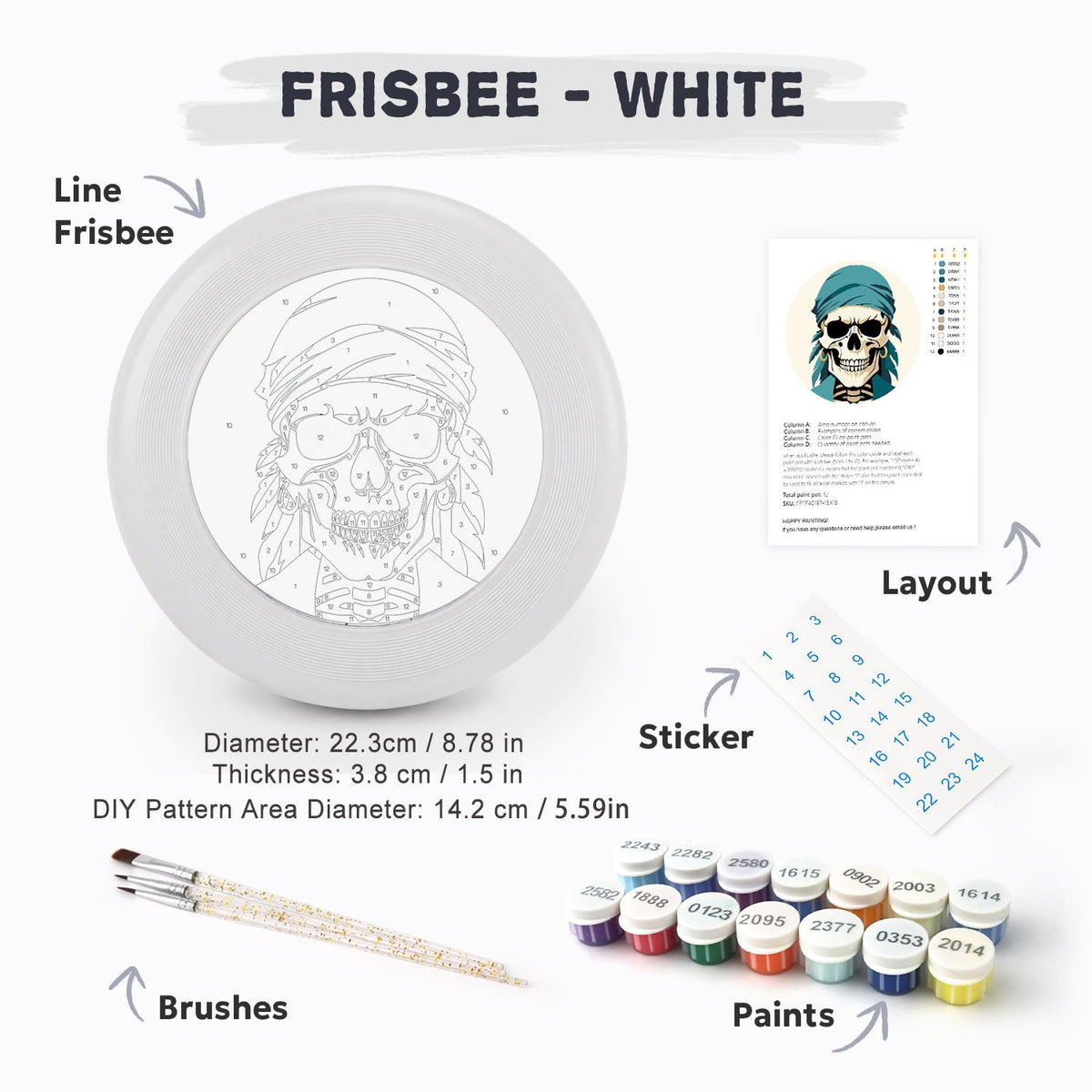 Teal Bandana Pirate Skull (Paint by Numbers Flying Disc)