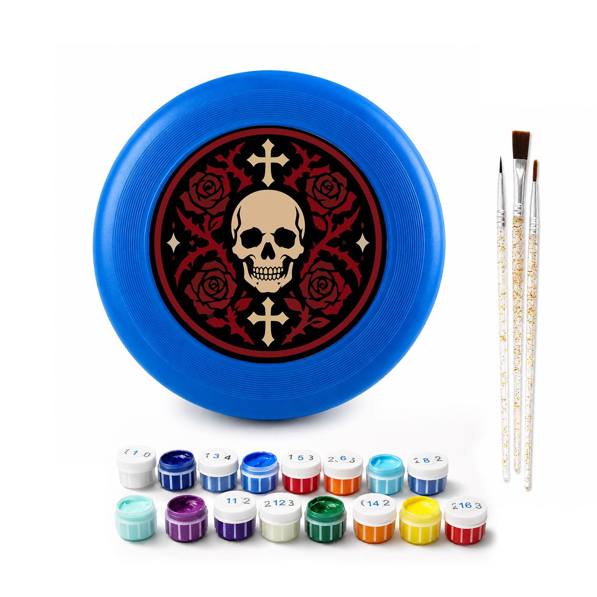 Skull and Red Roses (Paint by Numbers Flying Disc)