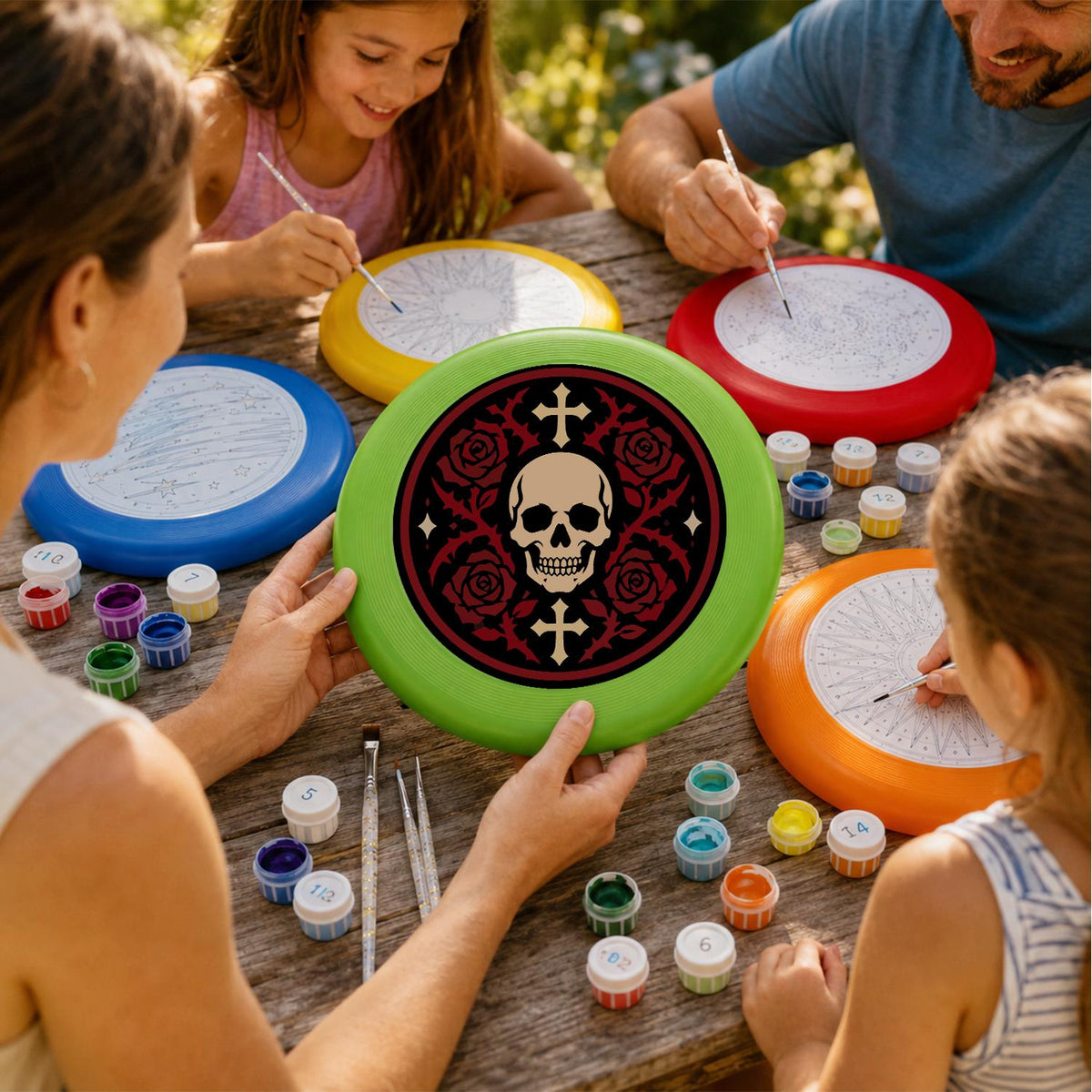 Skull and Red Roses (Paint by Numbers Flying Disc)