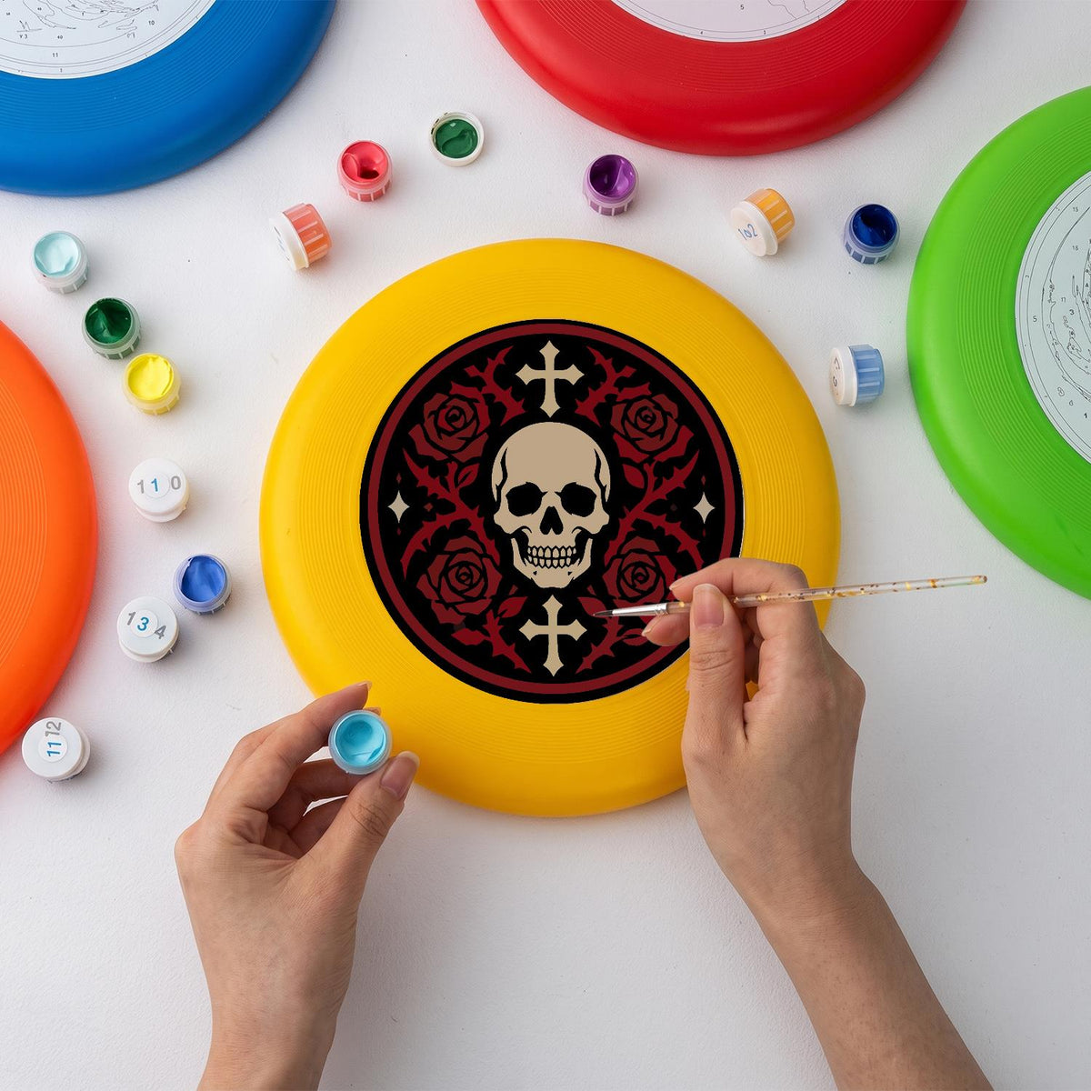 Skull and Red Roses (Paint by Numbers Flying Disc)
