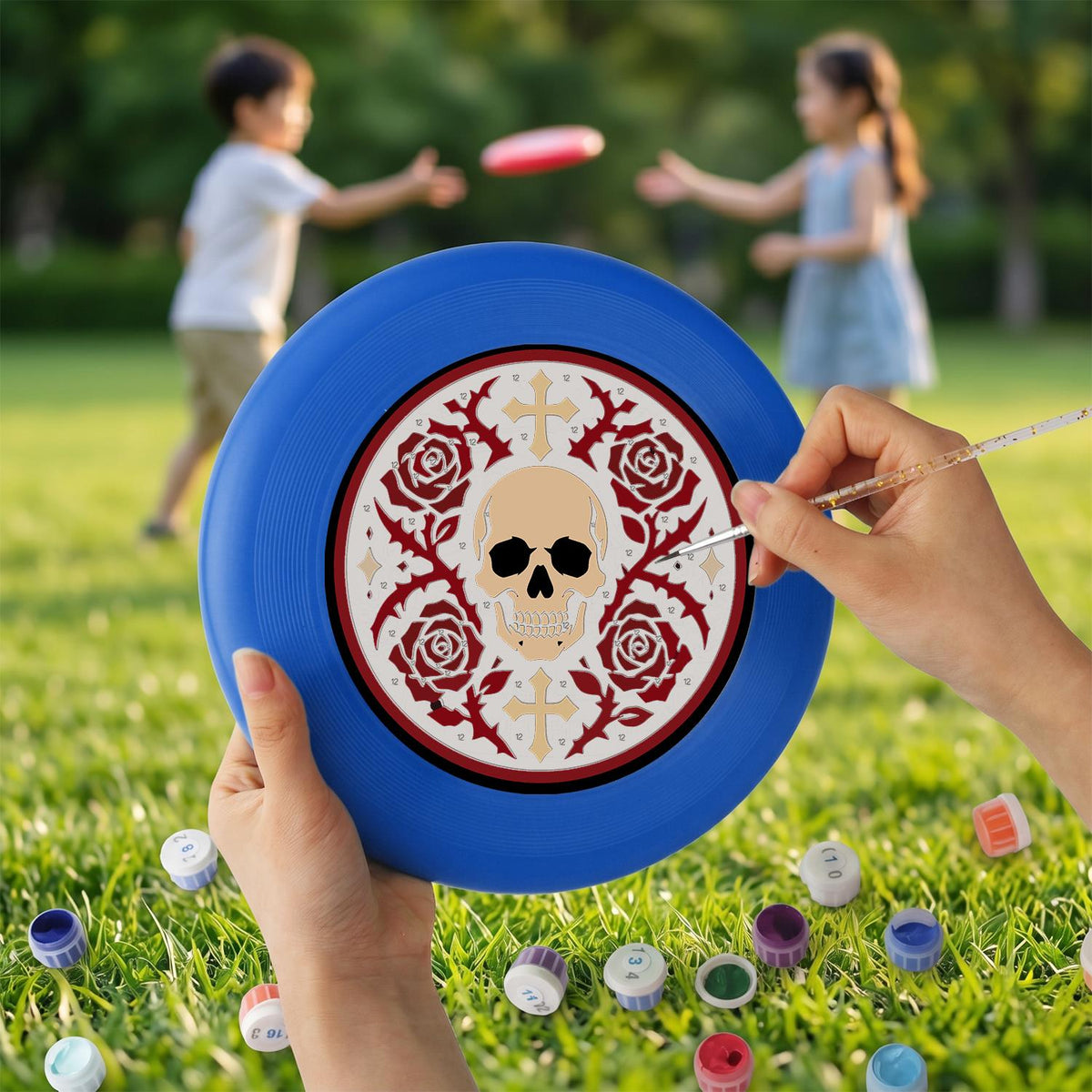 Skull and Red Roses (Paint by Numbers Flying Disc)