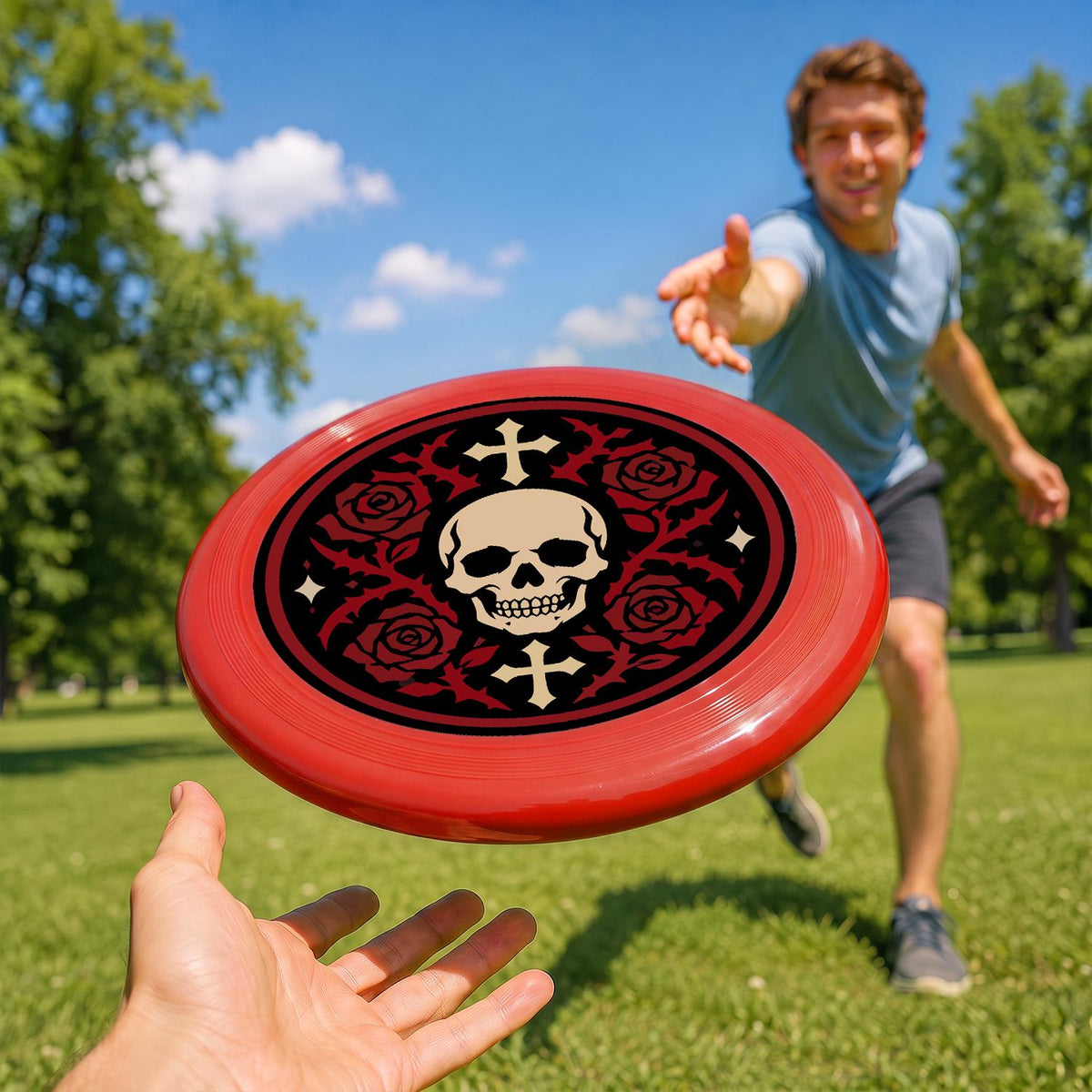 Skull and Red Roses (Paint by Numbers Flying Disc)
