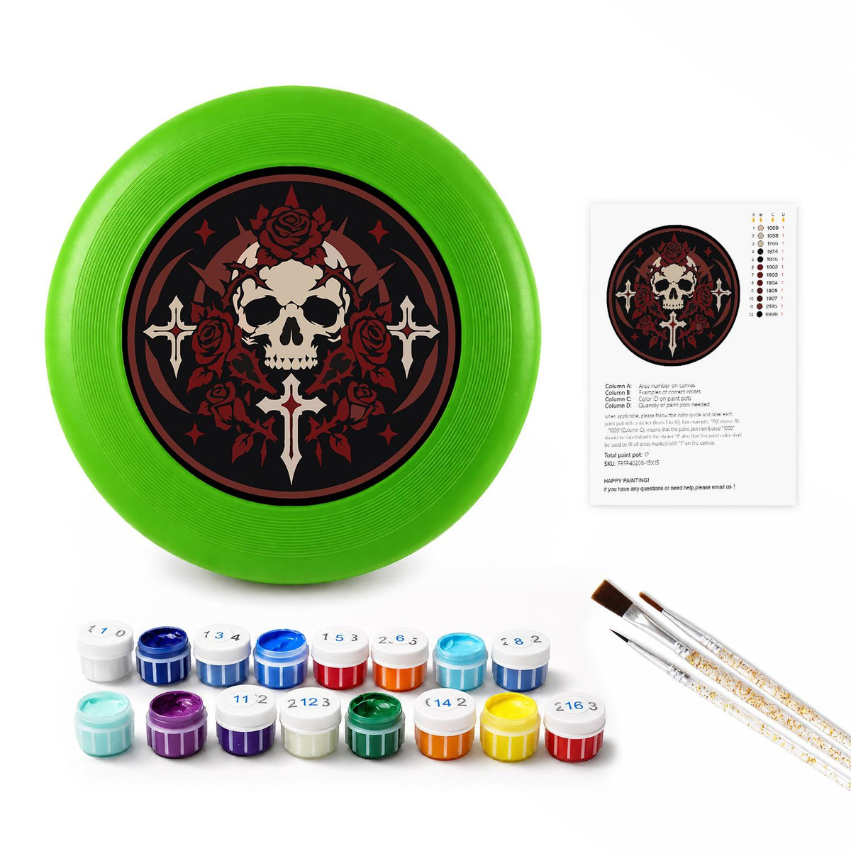 Gothic Skull and Crosses (Paint by Numbers Flying Disc)