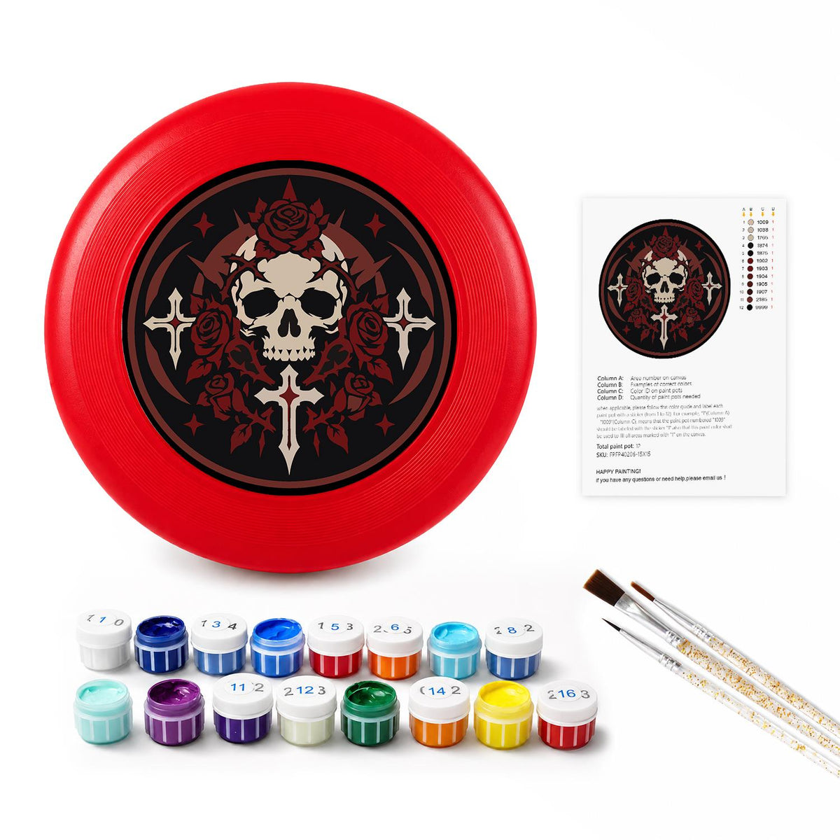 Gothic Skull and Crosses (Paint by Numbers Flying Disc)