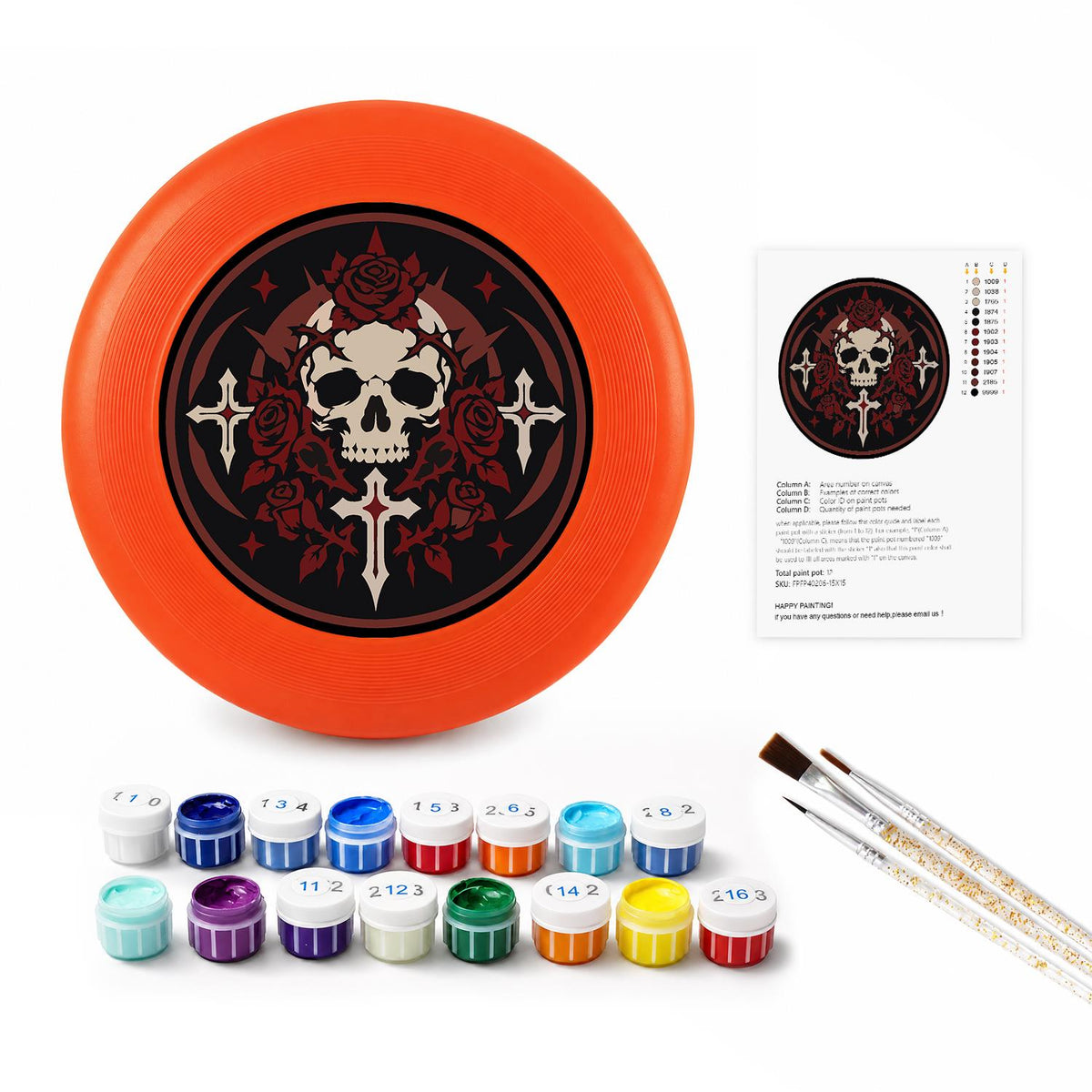 Gothic Skull and Crosses (Paint by Numbers Flying Disc)