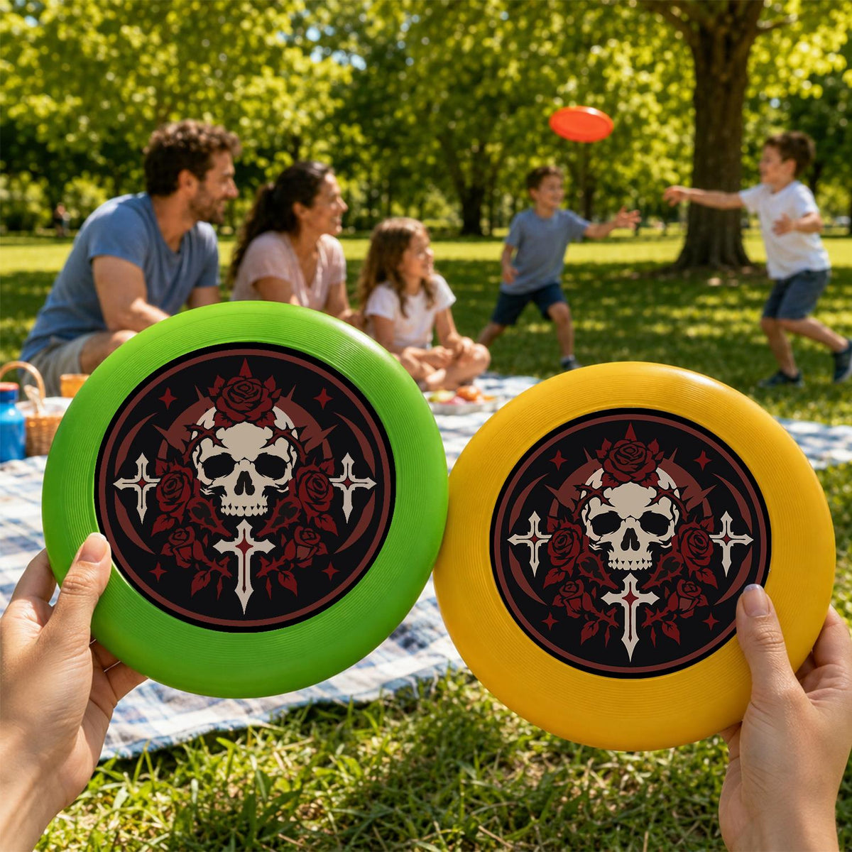 Gothic Skull and Crosses (Paint by Numbers Flying Disc)