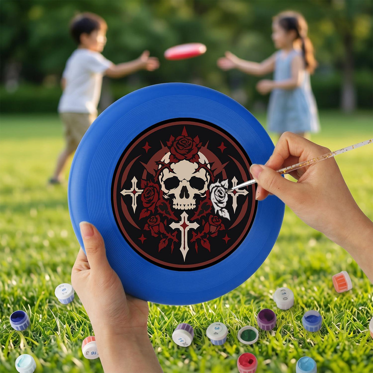 Gothic Skull and Crosses (Paint by Numbers Flying Disc)