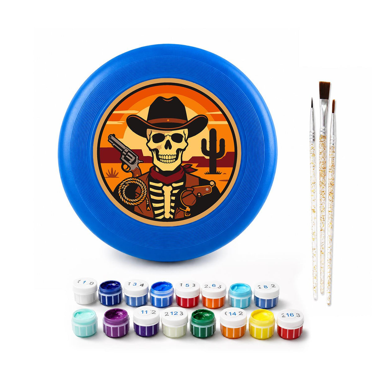 Desert Cowboy Skeleton (Paint by Numbers Flying Disc)