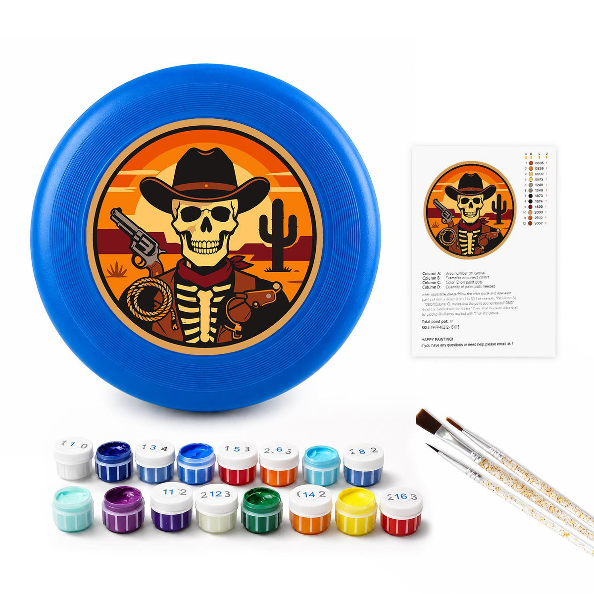 Desert Cowboy Skeleton (Paint by Numbers Flying Disc)