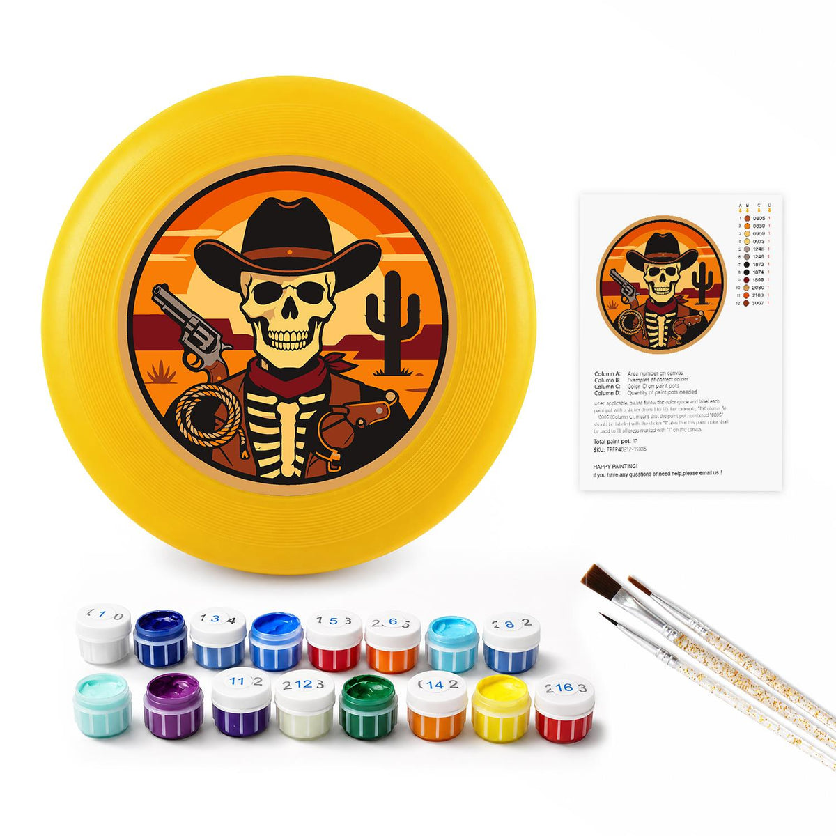 Desert Cowboy Skeleton (Paint by Numbers Flying Disc)