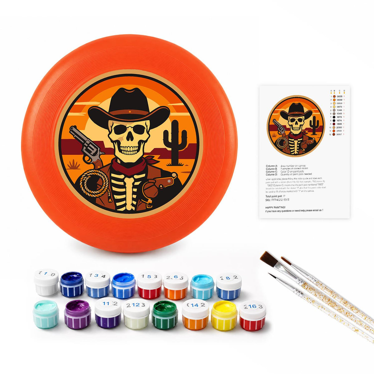 Desert Cowboy Skeleton (Paint by Numbers Flying Disc)