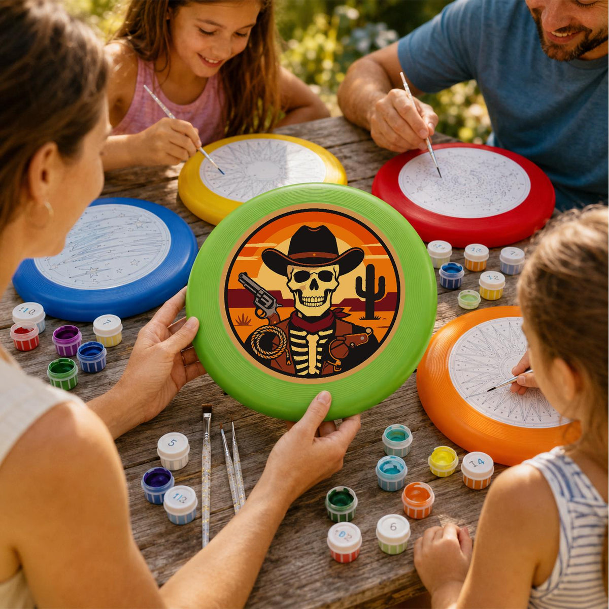 Desert Cowboy Skeleton (Paint by Numbers Flying Disc)