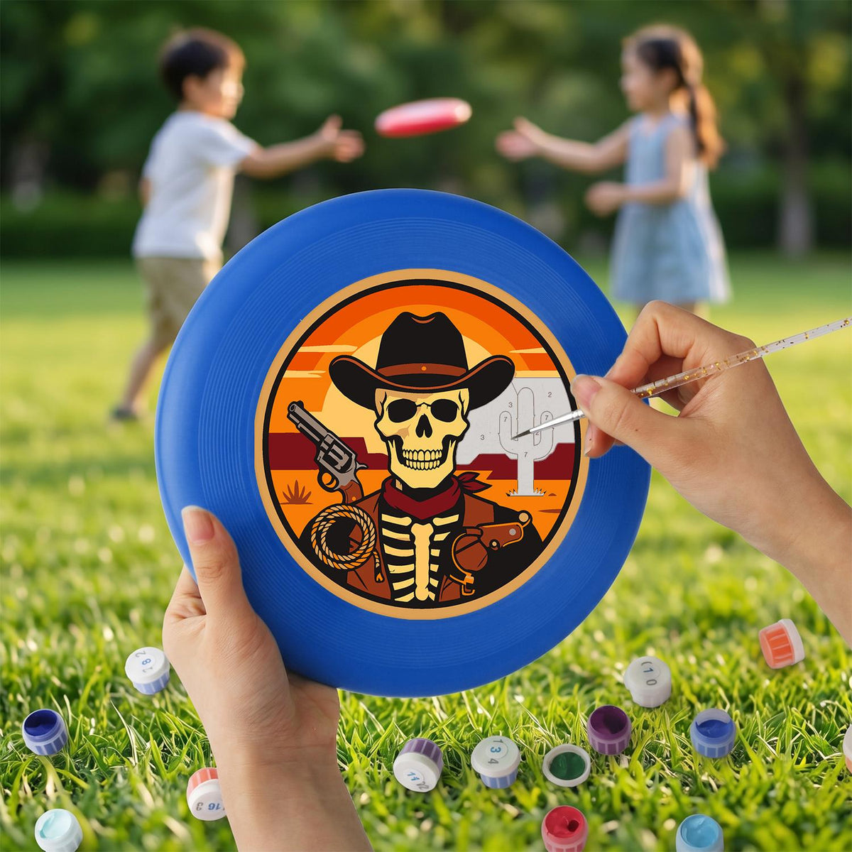 Desert Cowboy Skeleton (Paint by Numbers Flying Disc)