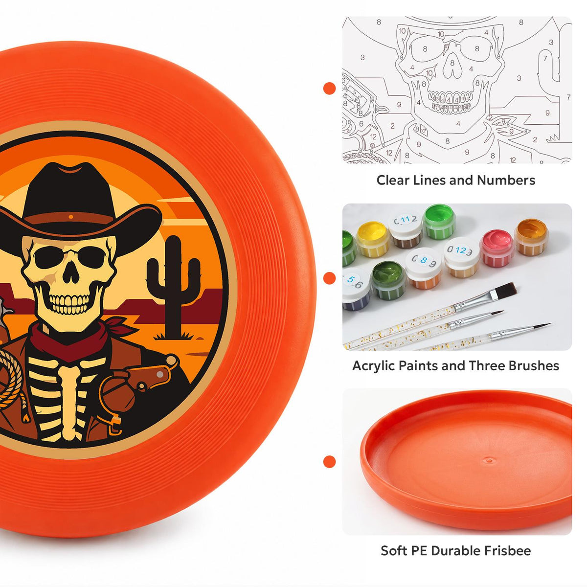Desert Cowboy Skeleton (Paint by Numbers Flying Disc)