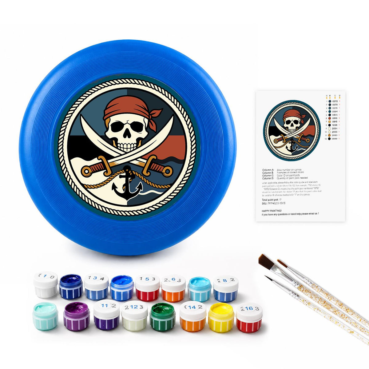 Pirate Skull and Swords (Paint by Numbers Flying Disc)